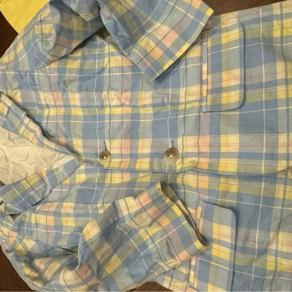 Gymboree Blue Plaid Blazer with Yellow Pants Size 5 - Picture 2 of 5